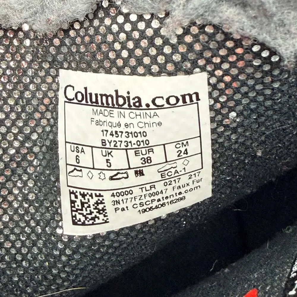 Columbia Omni Tech Heat Snow Winter Waterproof Boots Black Lace Up Insulated 6